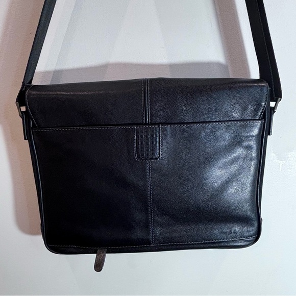 BOCONI NASHVILLE Tyler Messenger Bag RFID Leather Nylon Strap Luggage Pocket - Picture 4 of 14